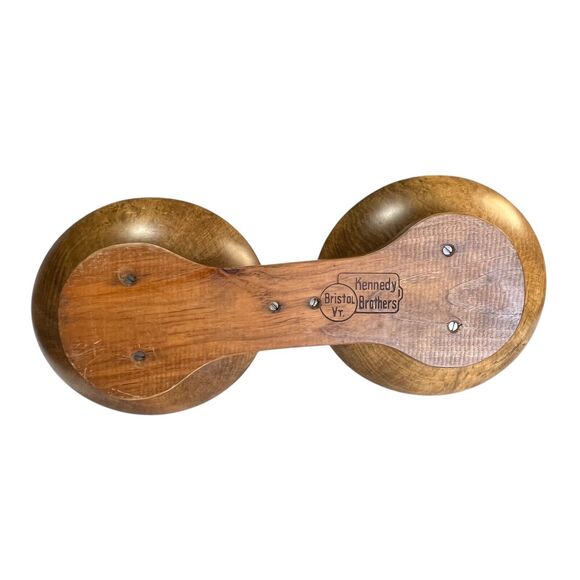 Vtg Dual Dark Wood Serving Bowls Tray Mid Century MCM Kennedy Brothers VT Prim - Picture 4 of 6